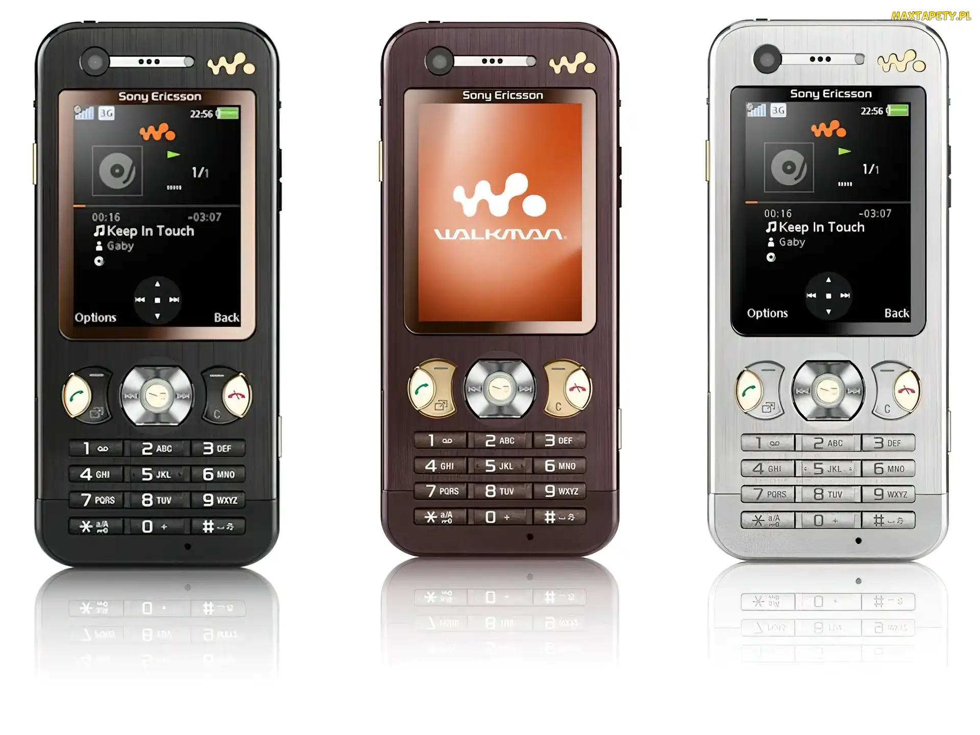 Srebrny, Brązowy, Sony Ericsson W880i, Czarny
