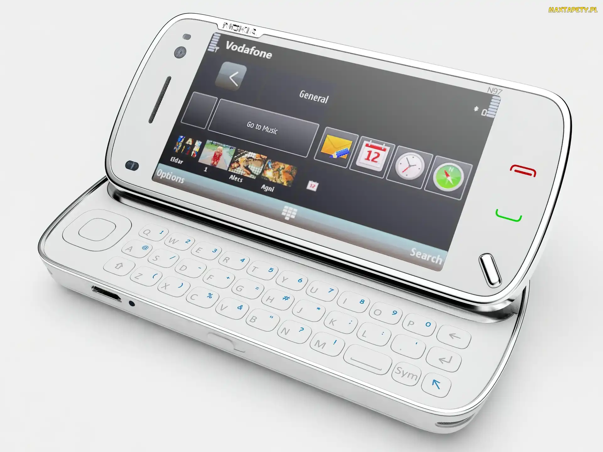 QWERTY, Poziomo, Nokia N97, Srebrna