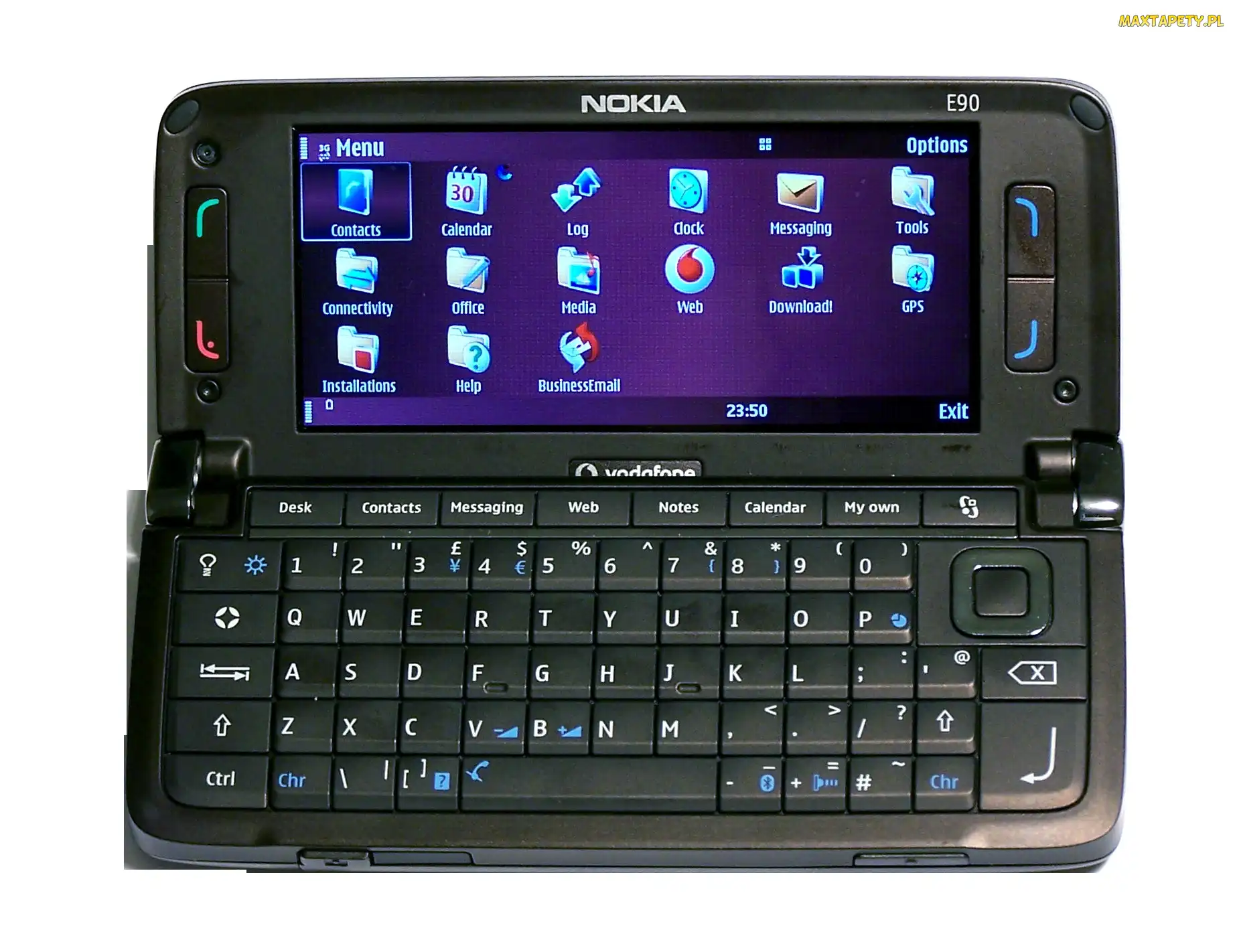 Menu, Otwarta, Nokia E90, Czarna