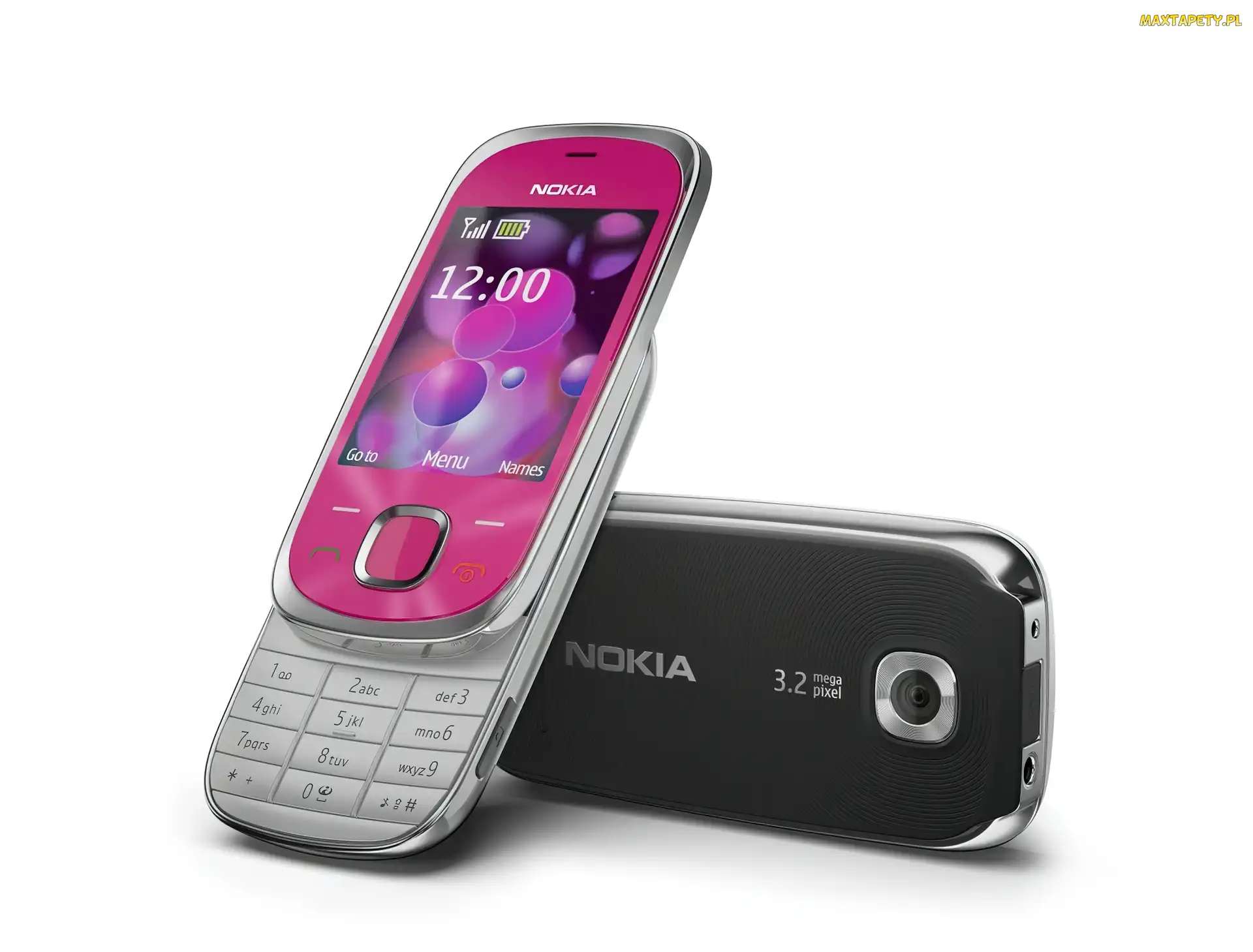 Nokia 7230, Tył, Srebrna, Czarna, Różowa