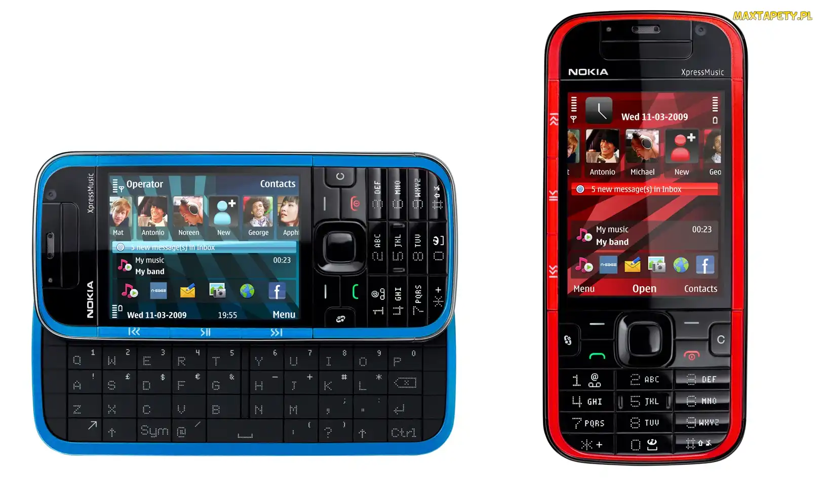 Klawiatura, Czerwona, Nokia 5730 XpressMusic, Niebieska