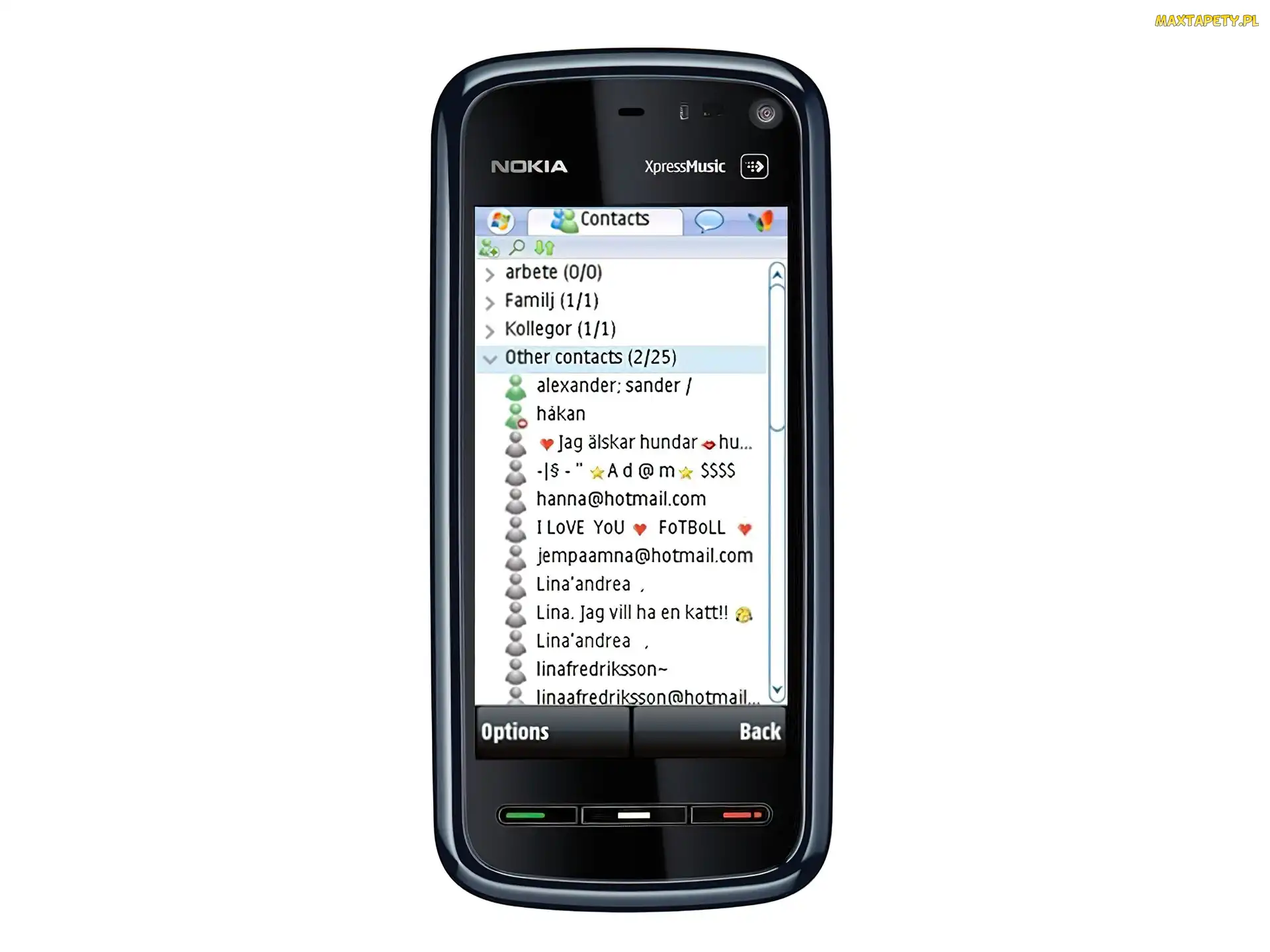 Nokia 5800 XpressMusic, Ekran, Czarna