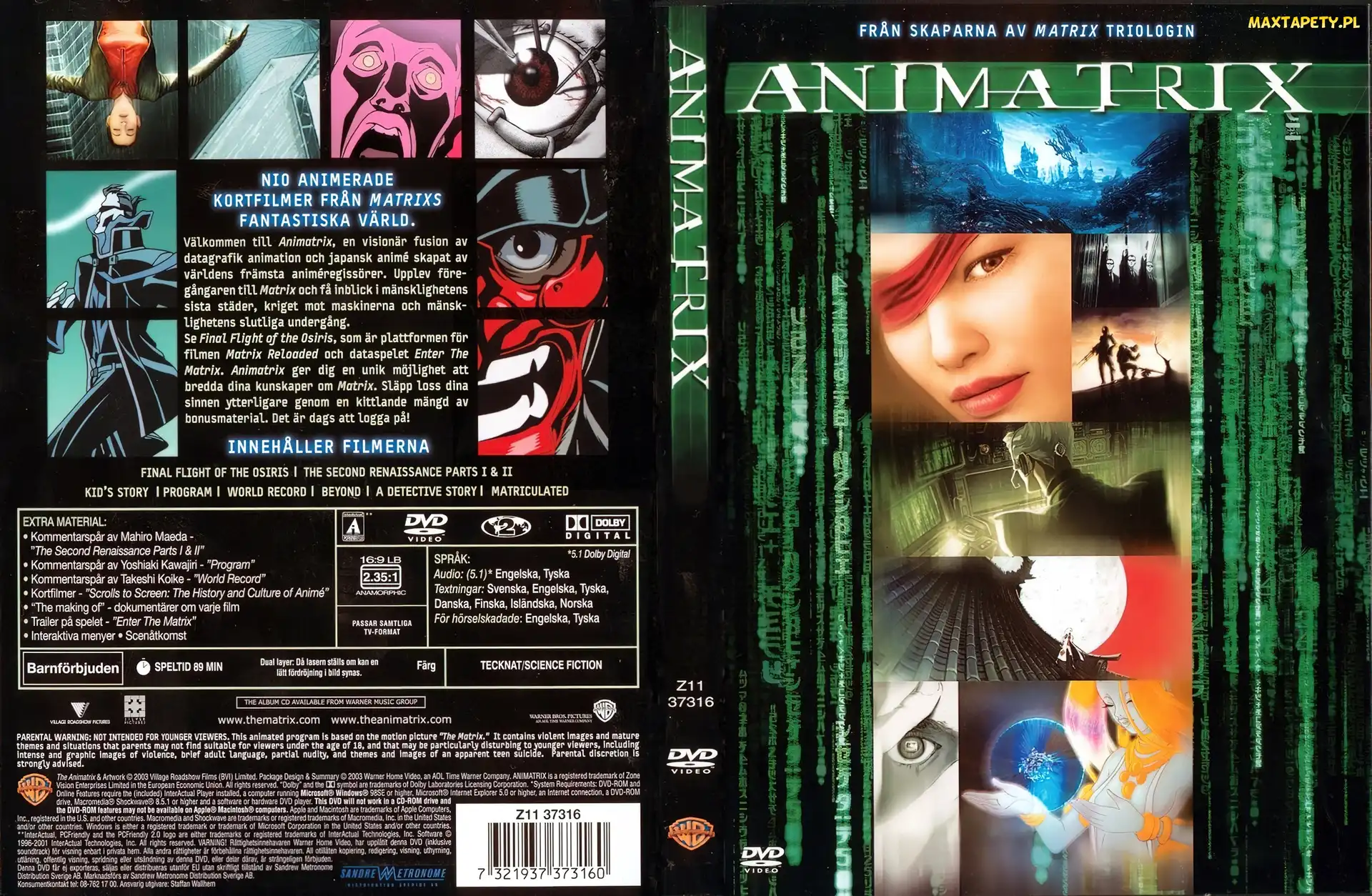 okładka, dvd, Animatrix