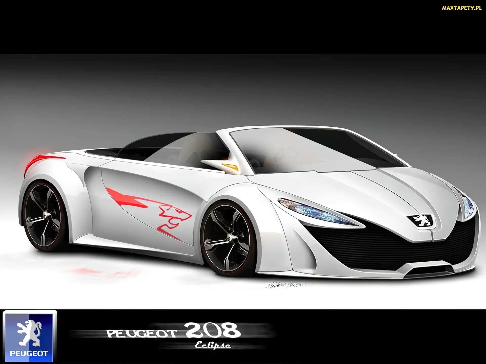 3D, cabrio, peugeot 208, biały