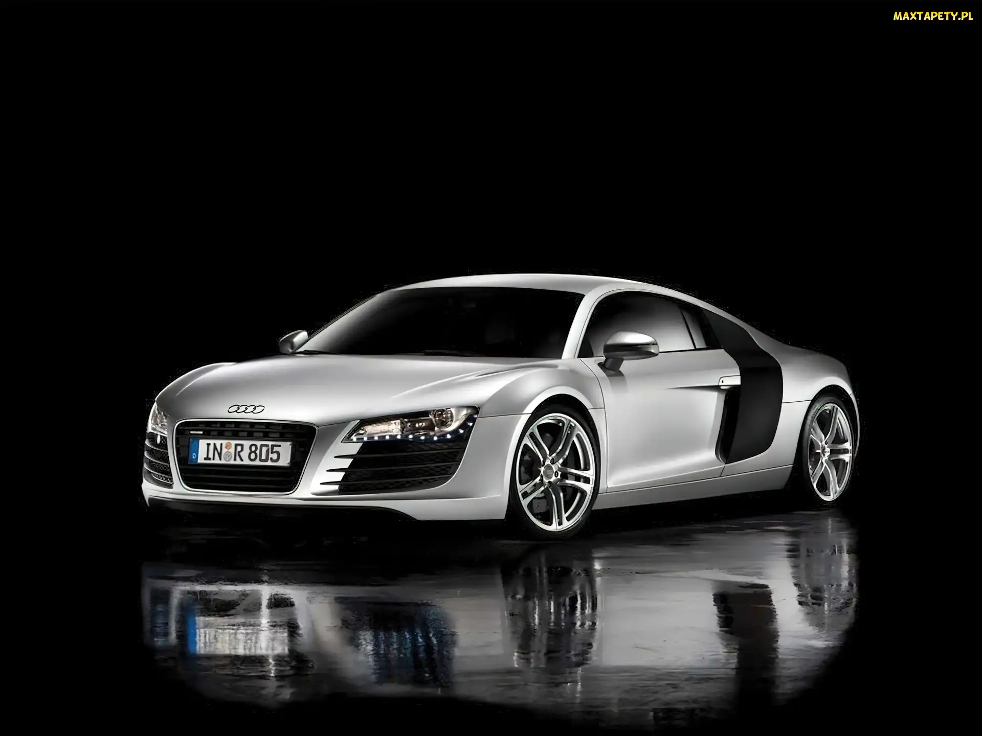 Audi R8, Odbicie, Asfalt, Mokry