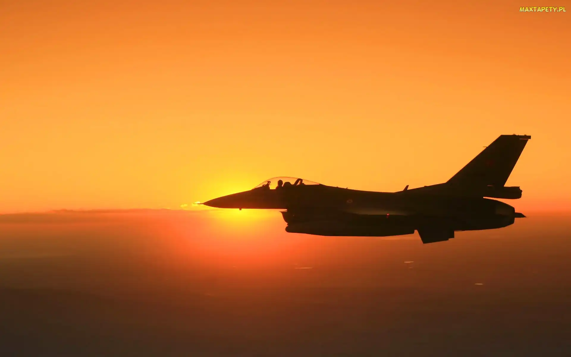 Zachód, Słońca, F16 Fighting Falcon