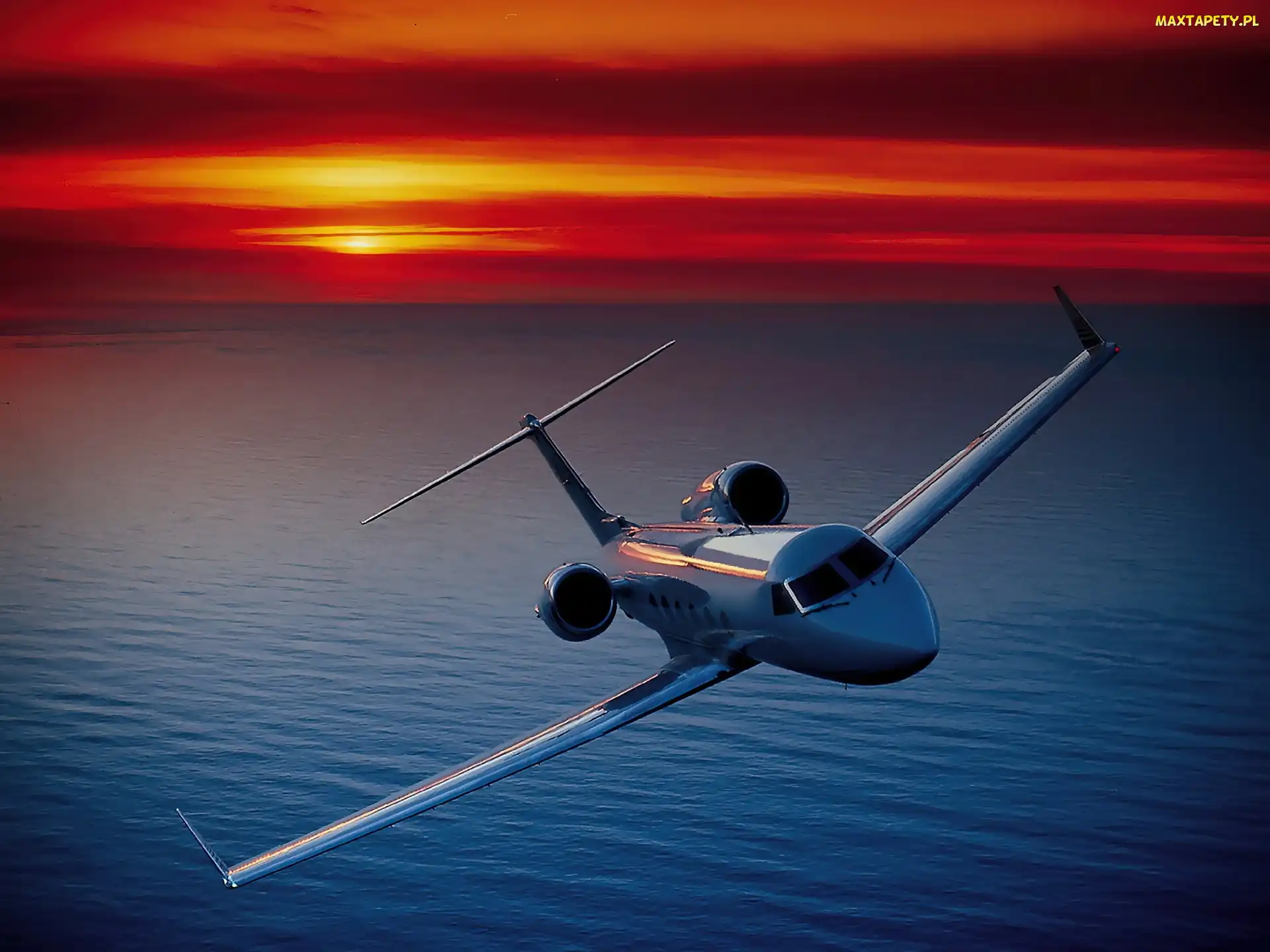 Słońca, Zachód, GulfStream G-300, Morze