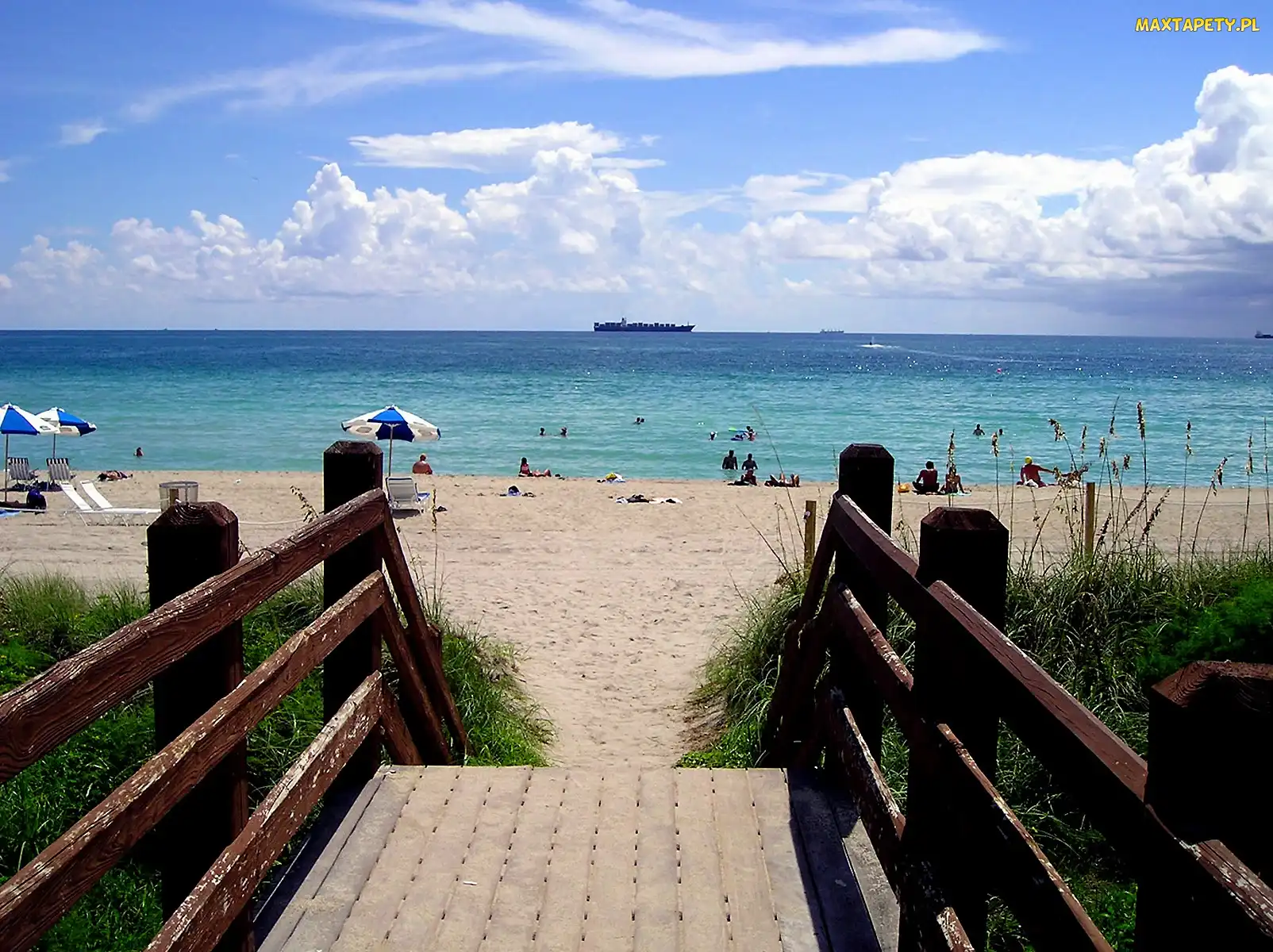 Miami, Plaże, Na, Zejście, Floryda