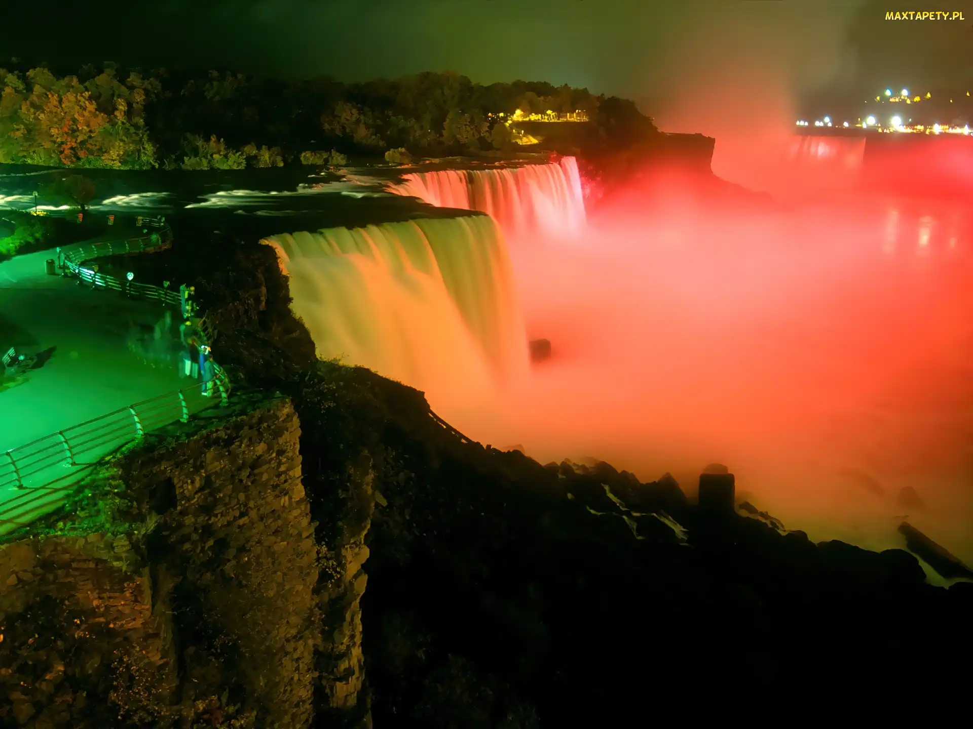 Kanada, Niagara, Podświetlony, Wodospad