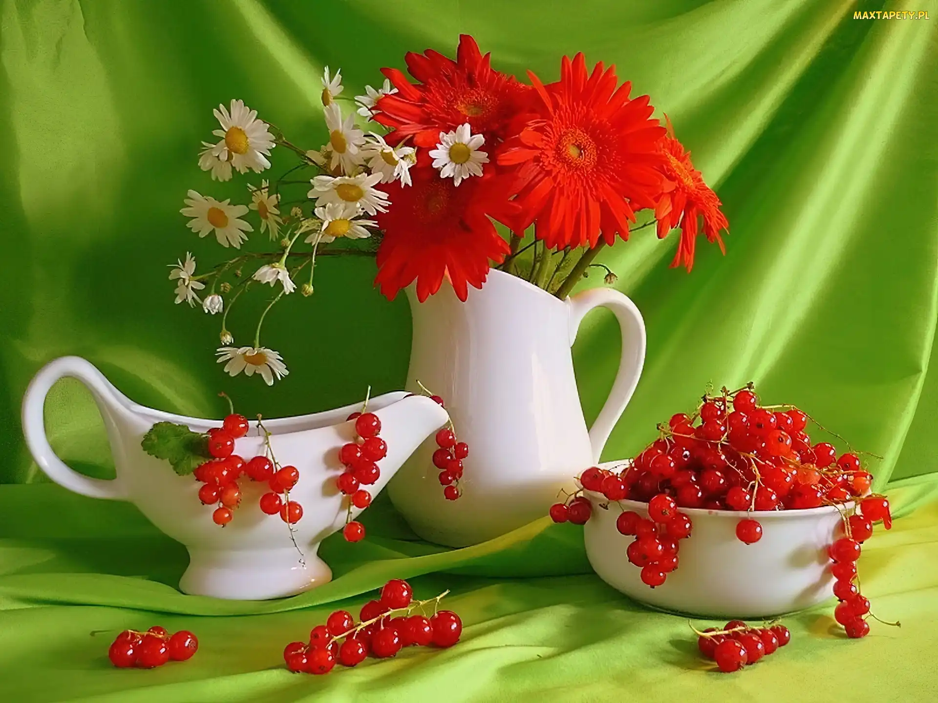 Porcelana, Porzeczki, Gerbery, Rumianek