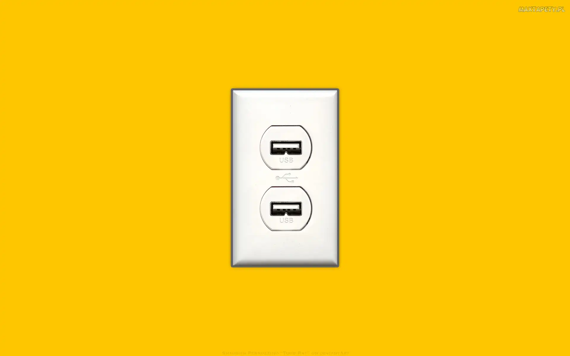 USB, Gniazdo, Żółte, Tło