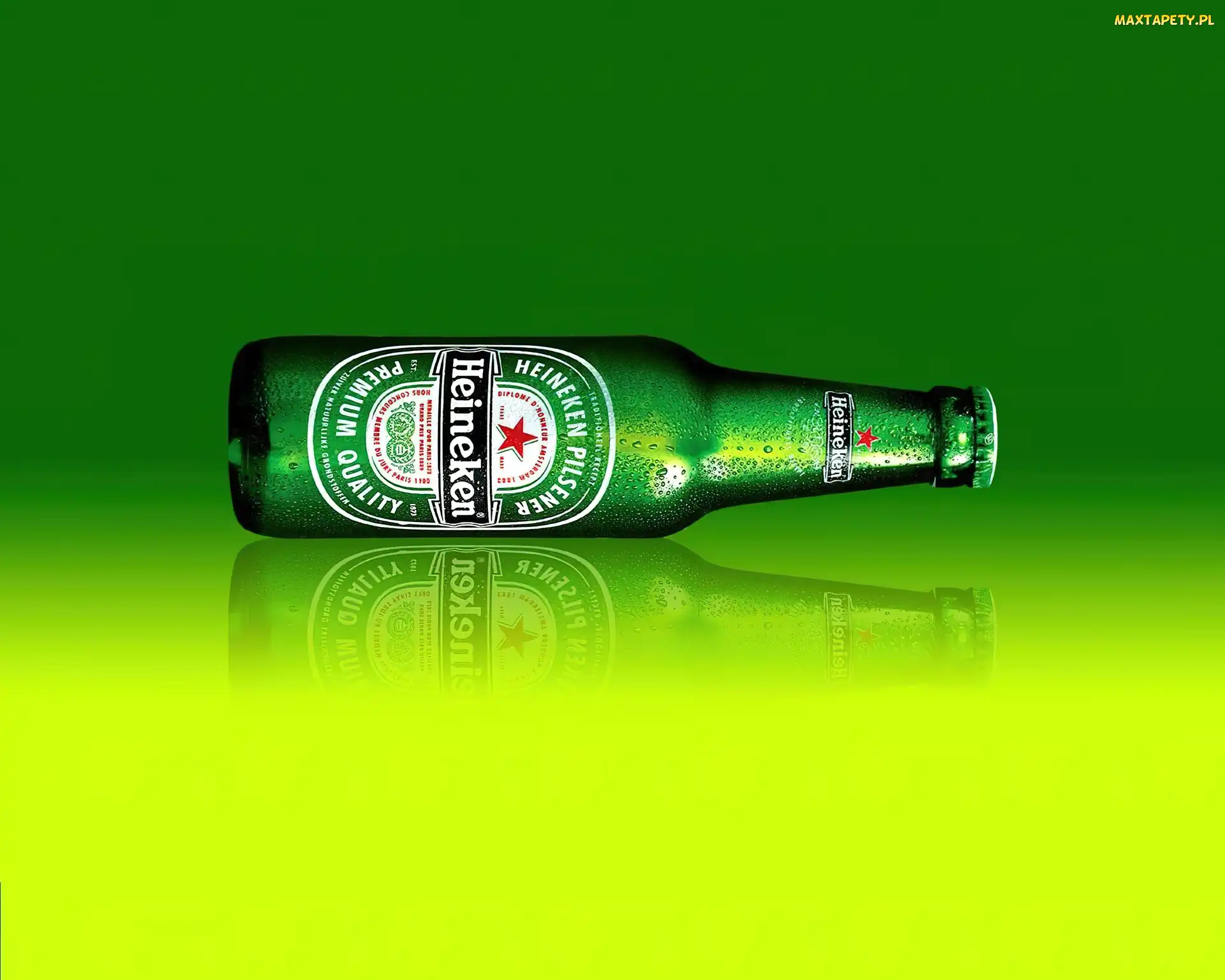 Heineken, Tło, Żółte, Zielono, Butelka