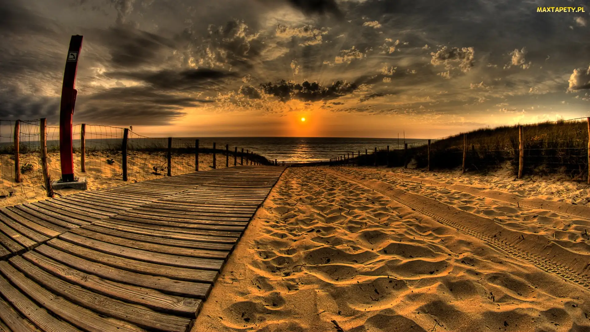 Słońca, Zachód, Plaża, Morze
