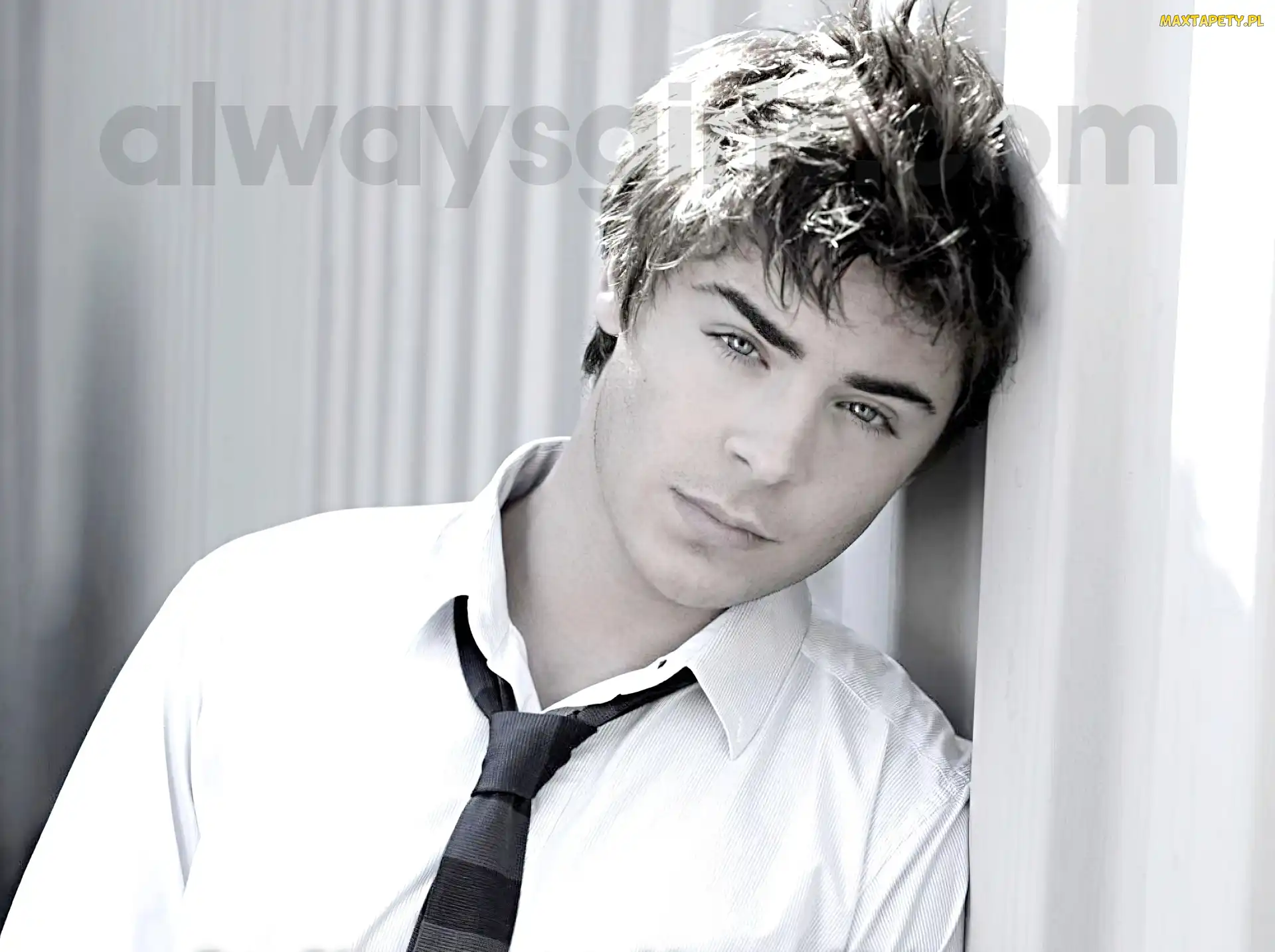Krawat, Koszula, Zac Efron, Biała