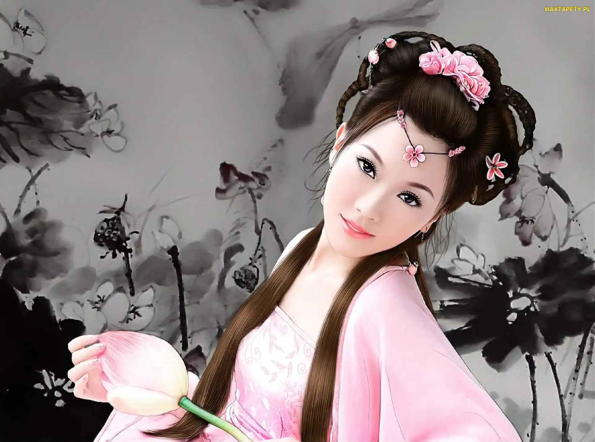 Kimono, Kwiat, Japonka