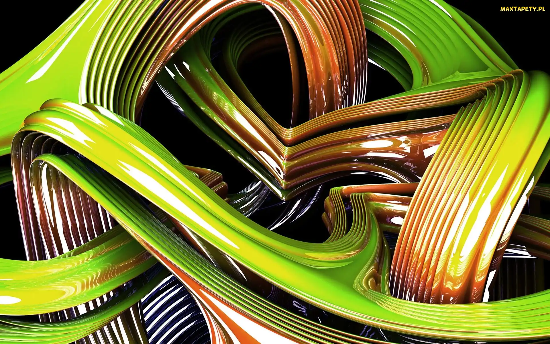 Zielono, 3D, Pasy, Pomarańczowe