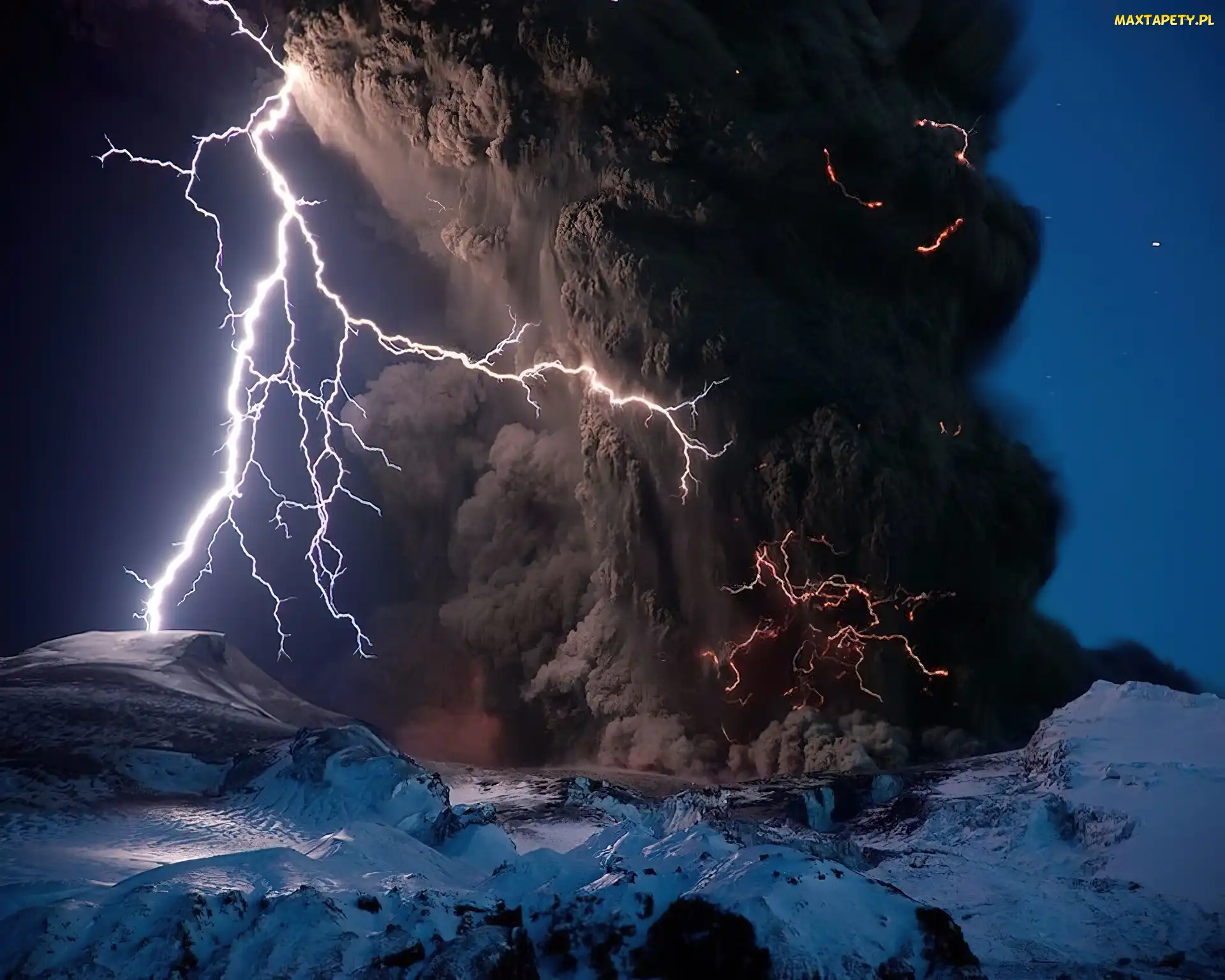 Erupcja, Piorun, Dym, Wulkanu