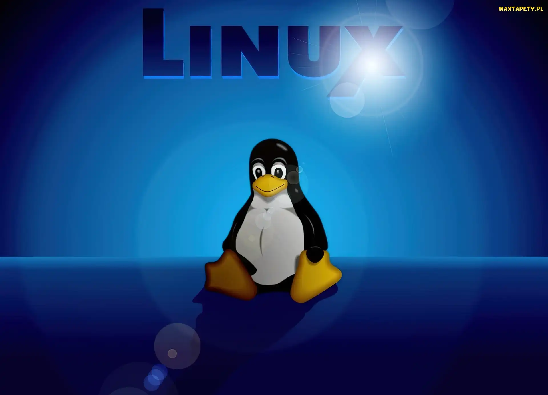 Tło, Niebieskie, Linux, Pingwin