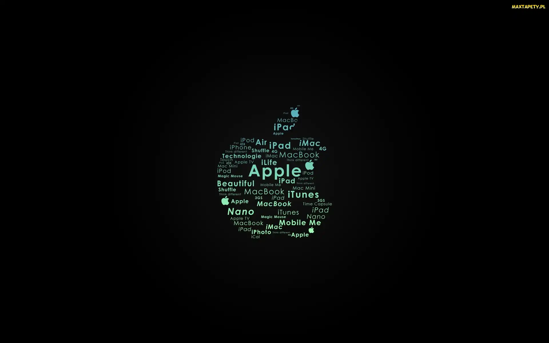 Tło, Czarne, Apple, Napisy