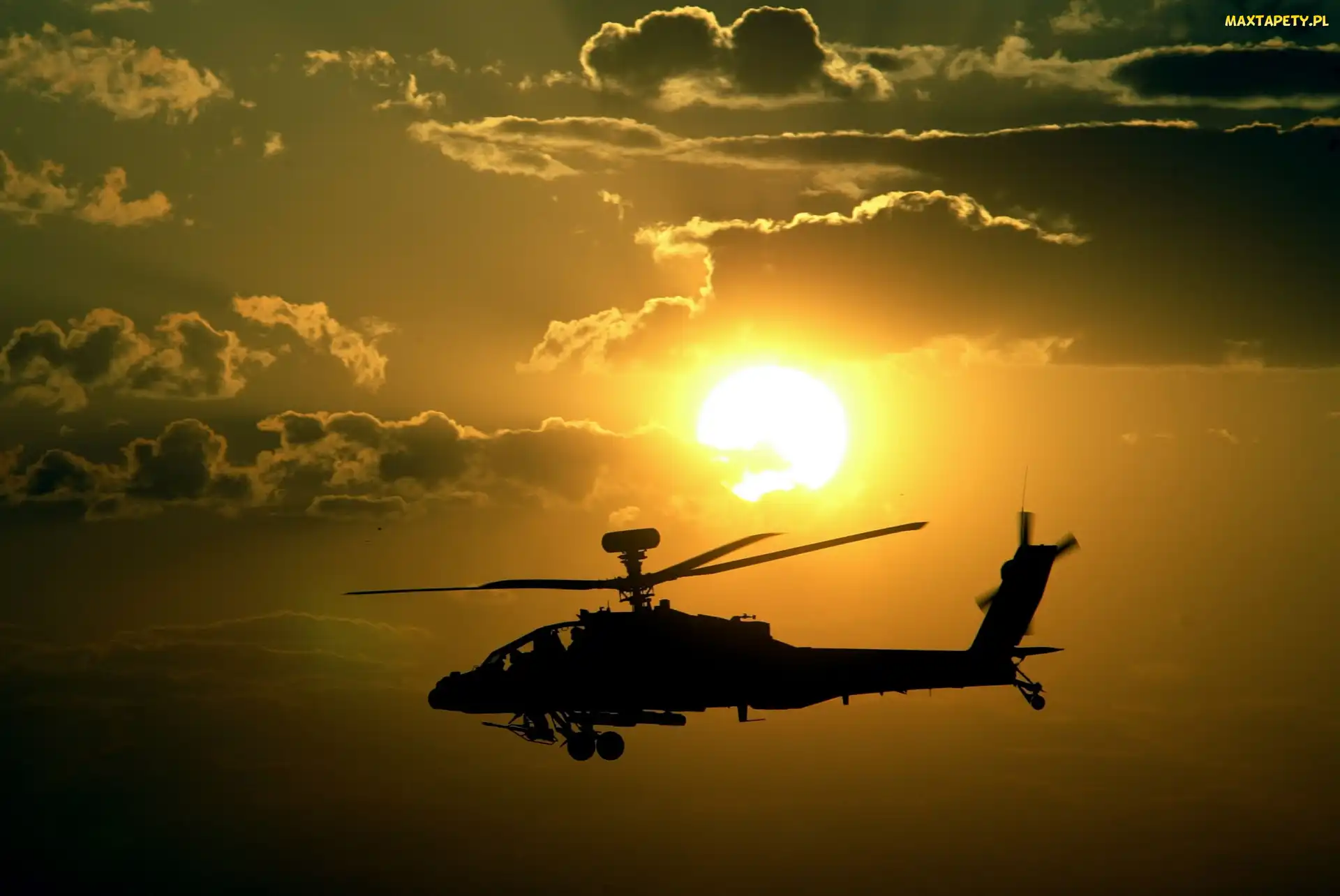 Zachód, Słońca, Helikopter