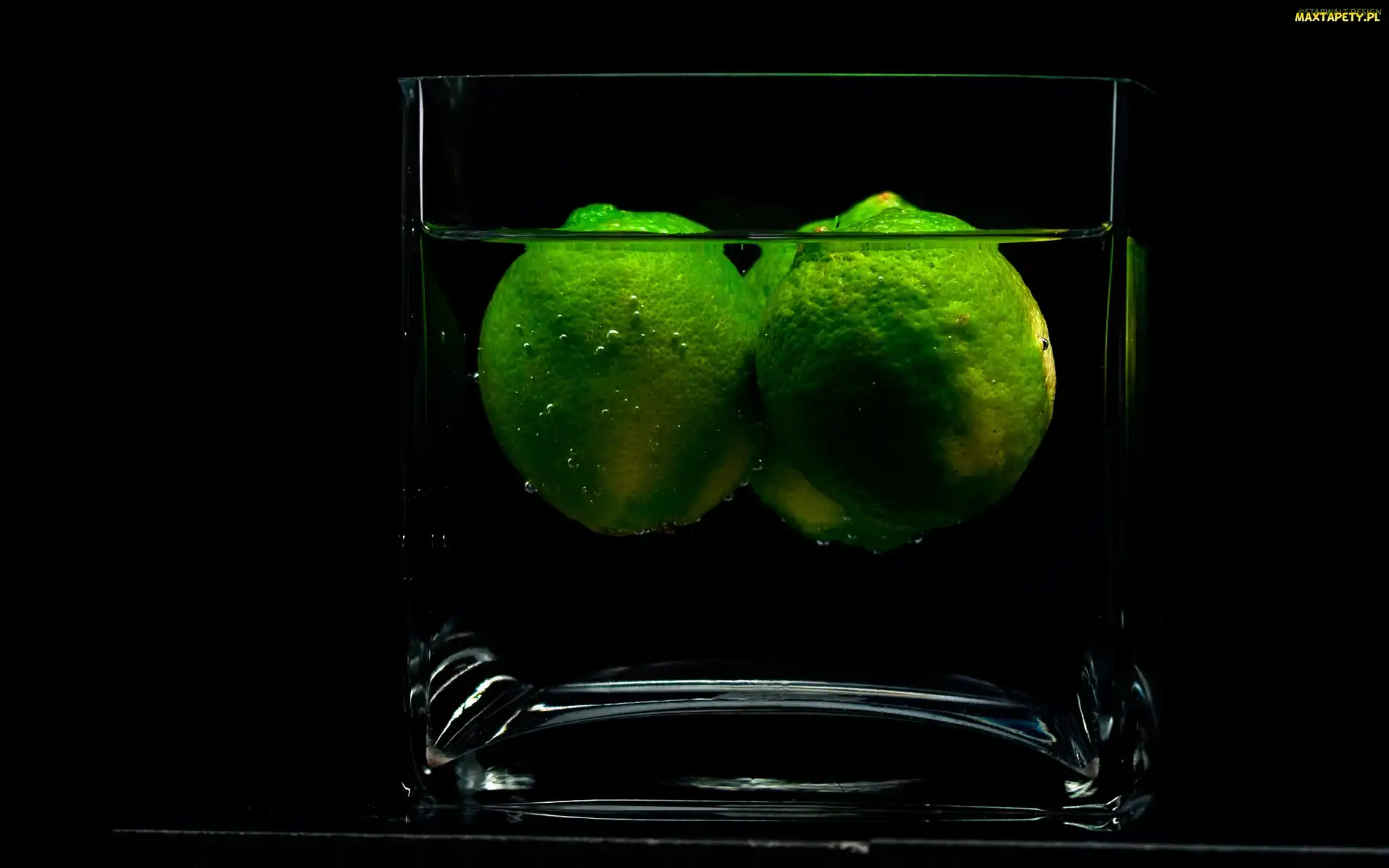 Dwie, Wody, Szklanka, Limonki