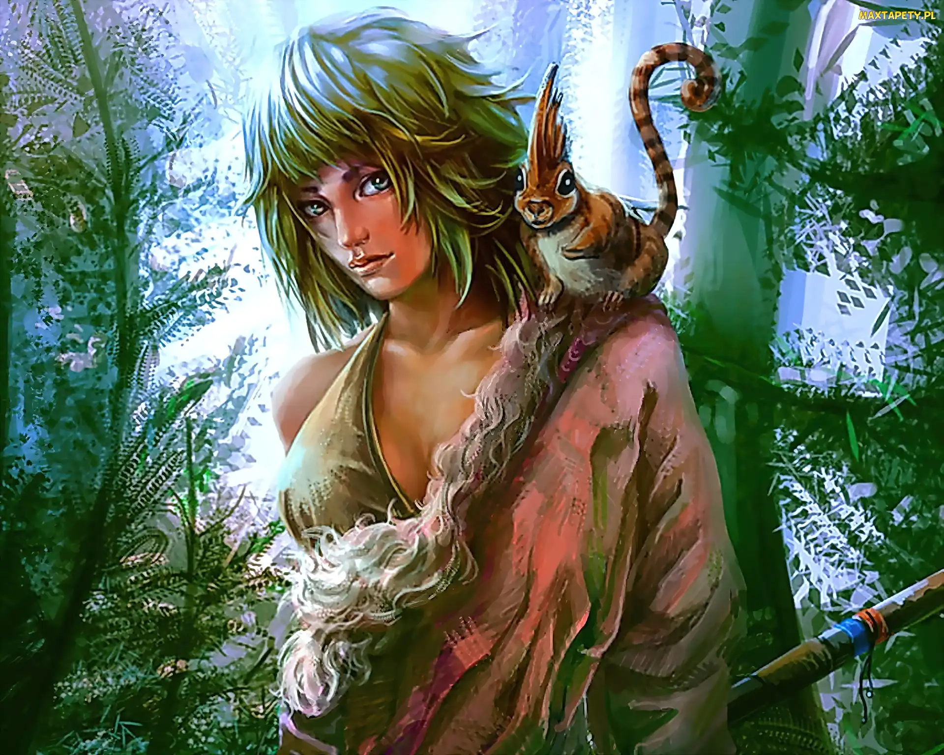 Kobieta, Drzewa, Wiewiórka