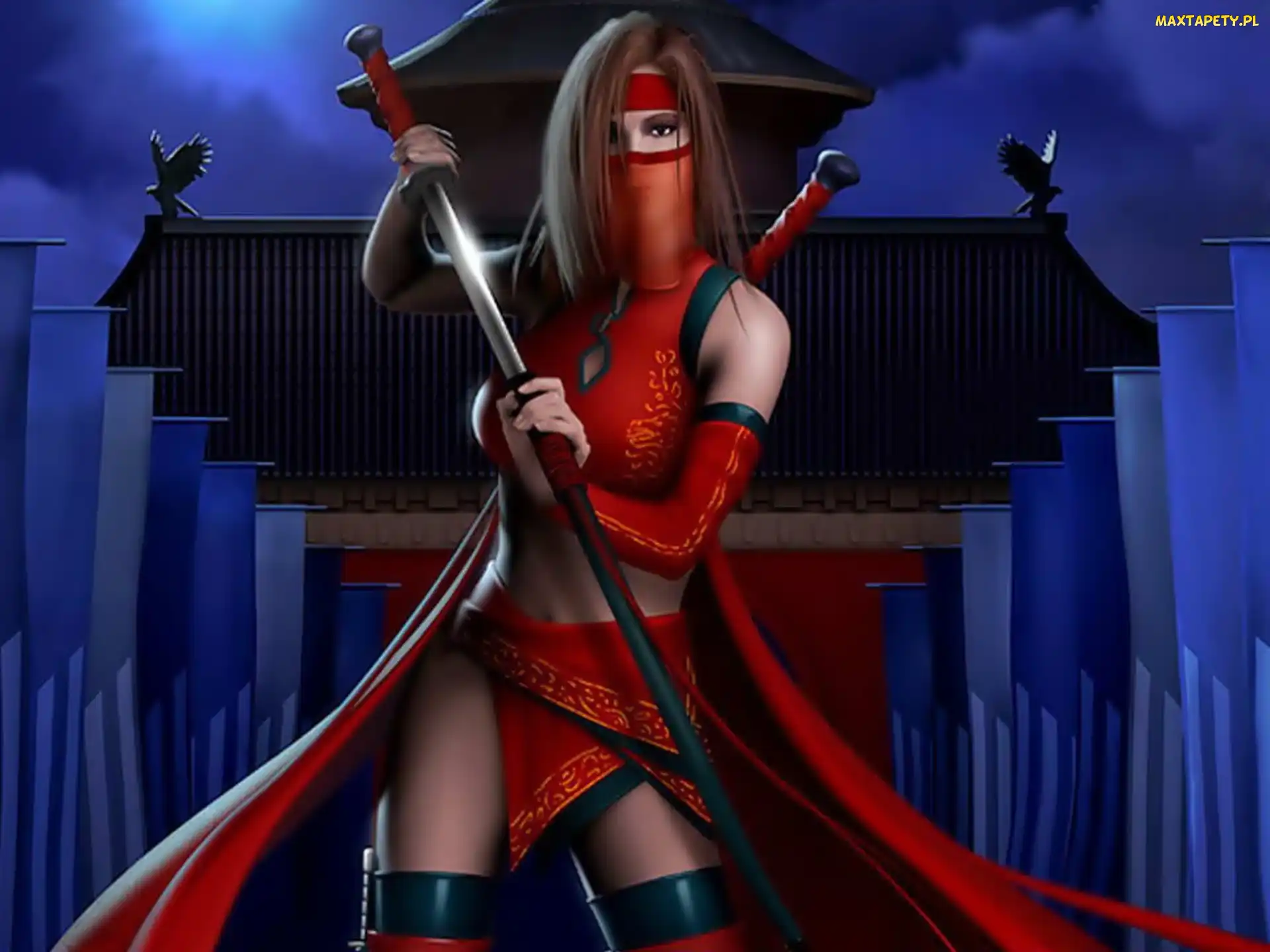 Kobieta, Peleryna, Katana