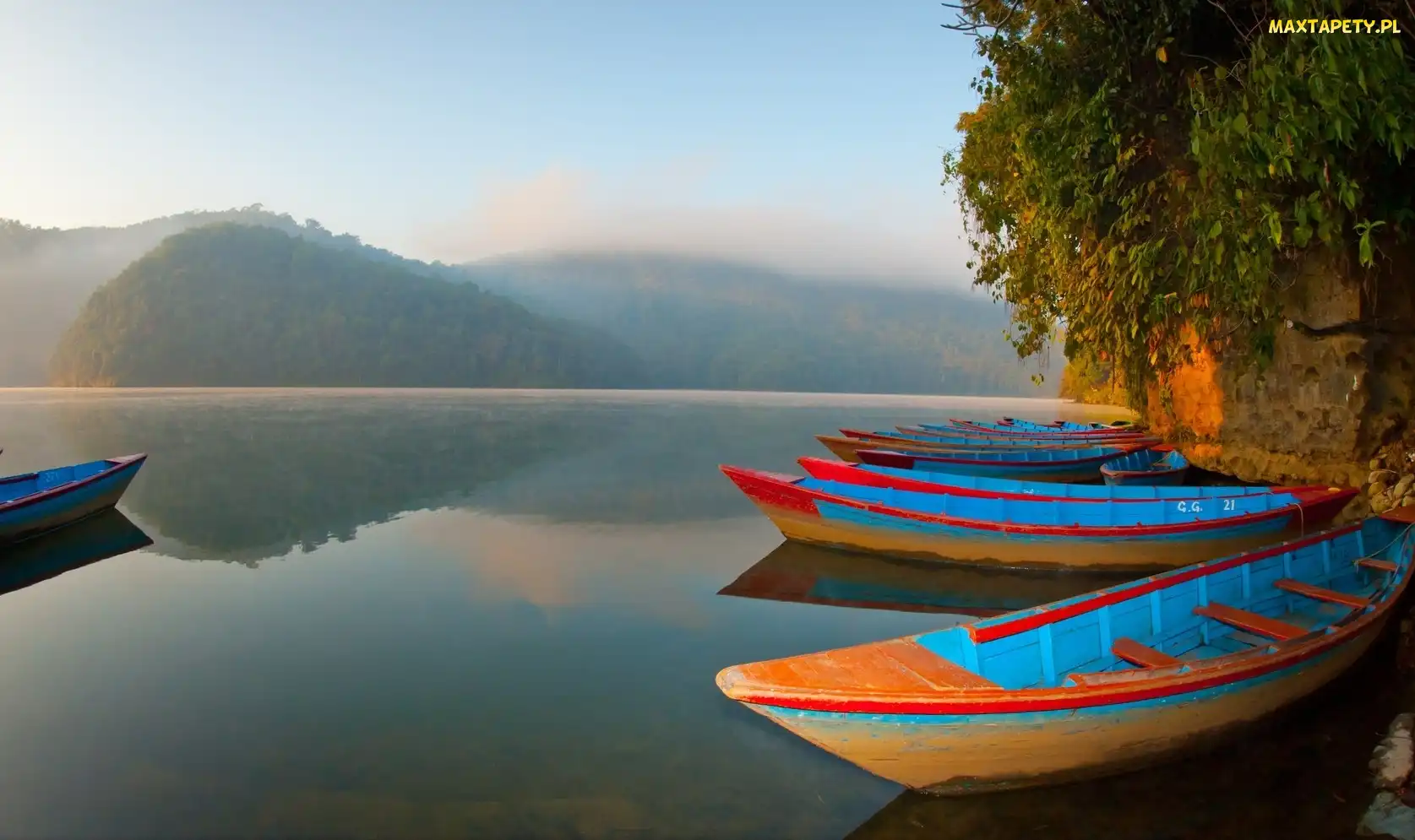 Nepal, Poranek, Phewa, Jezioro, Pokhara, Łodzie