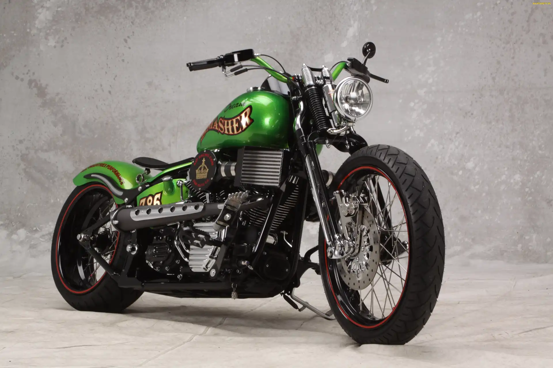 Zielony, Harley-Davidson, Zabytkowy