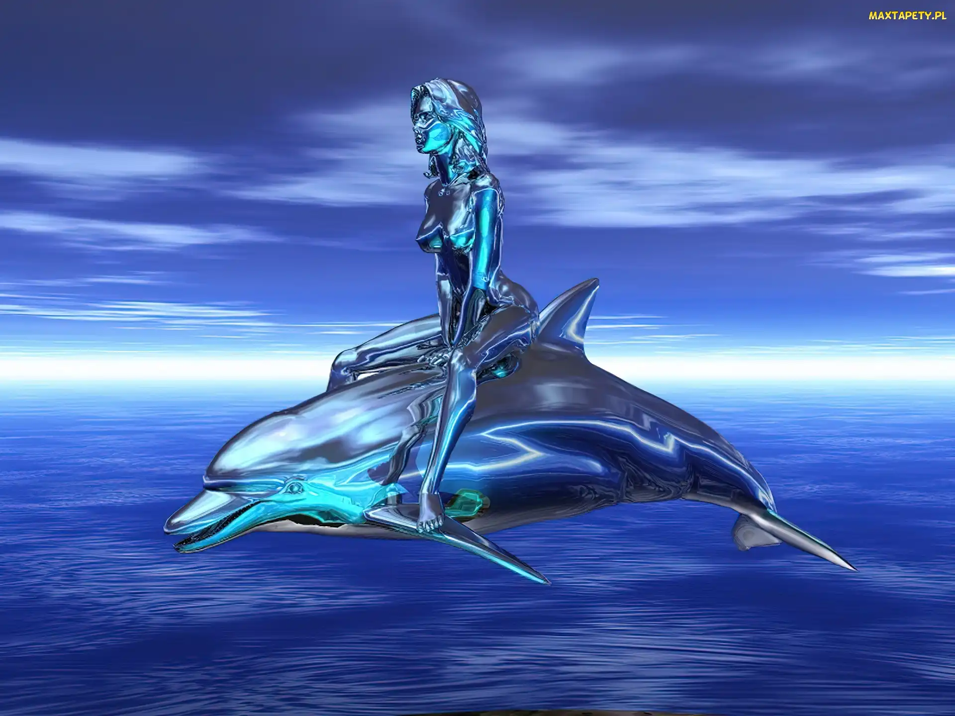 Kobieta, Woda, Delfin