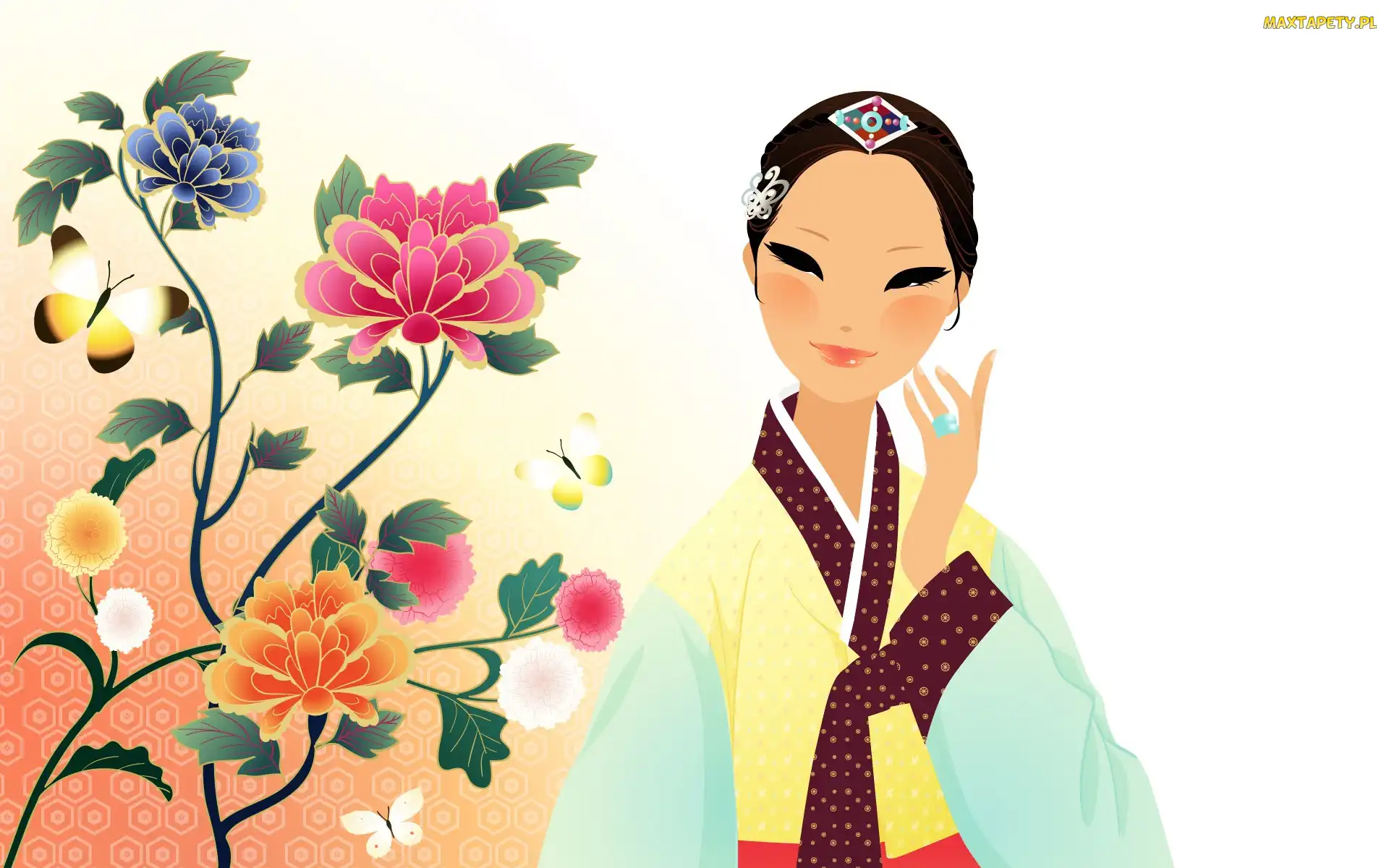 Japonka, Kwiaty, Kobieta