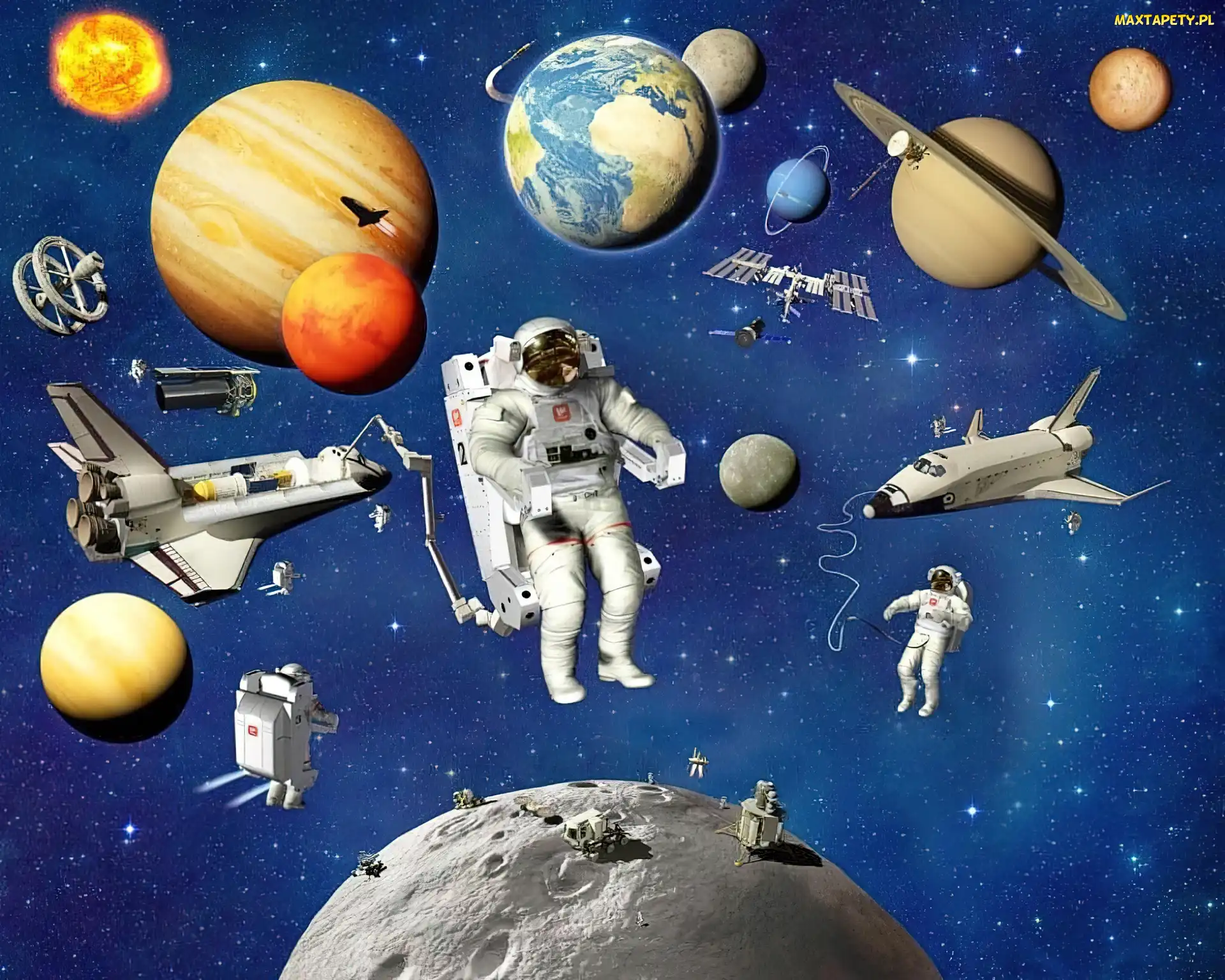 Planety, Kosmiczne, Pojazdy, Kosmonauci, Kosmos