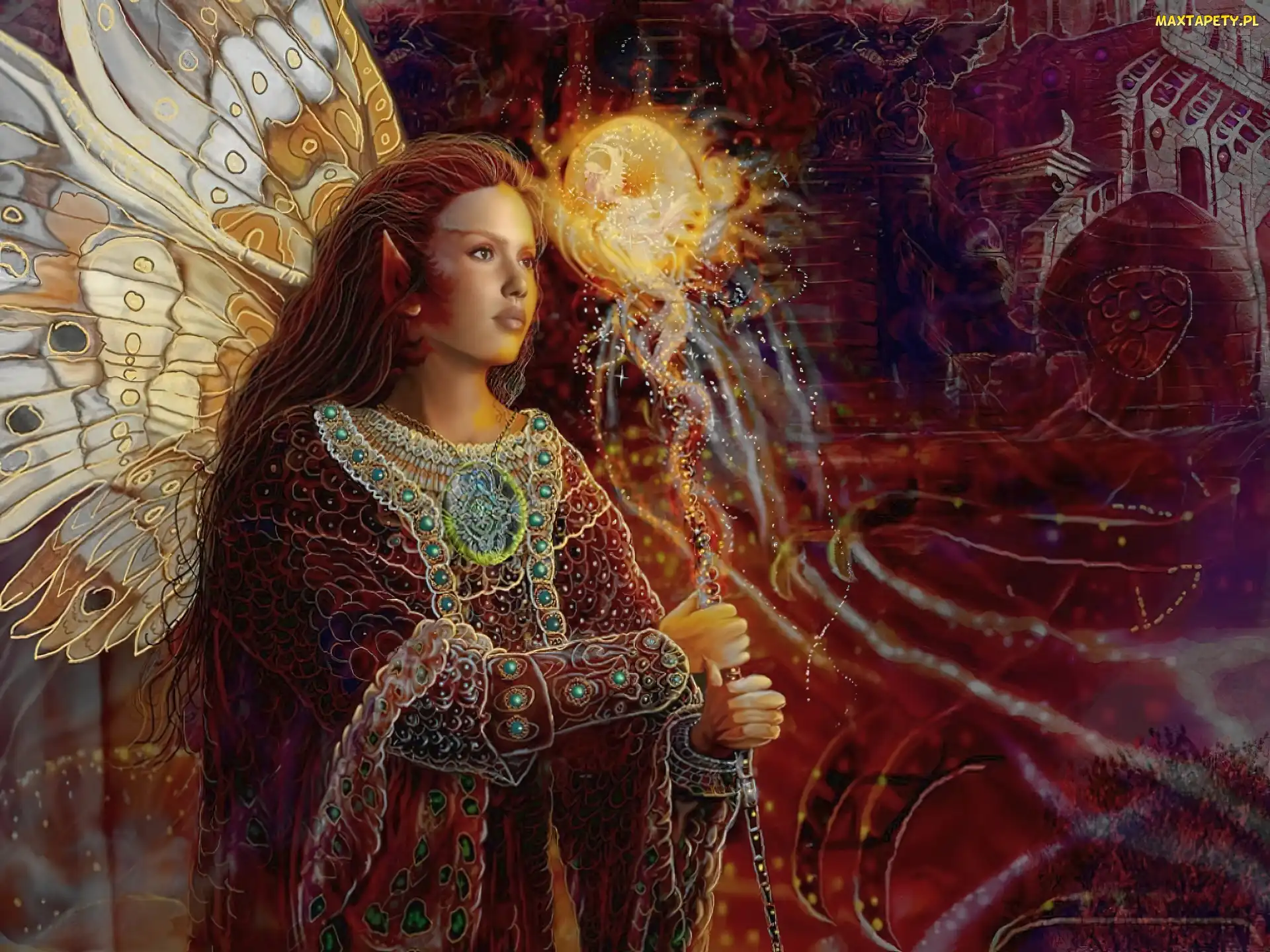 Medalion, Motyl, Dziewczyna, Elf