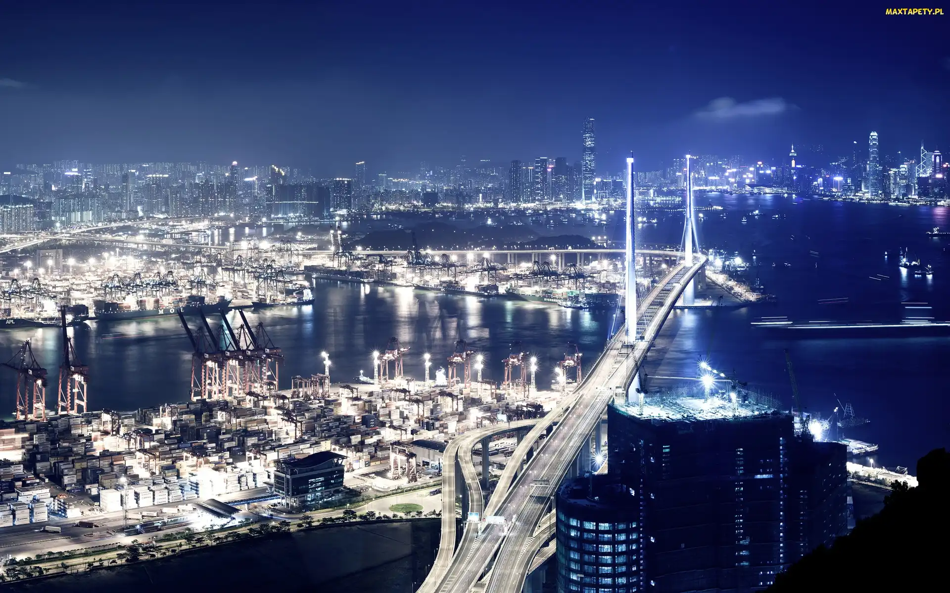 Hong Kong, Most, Nocą