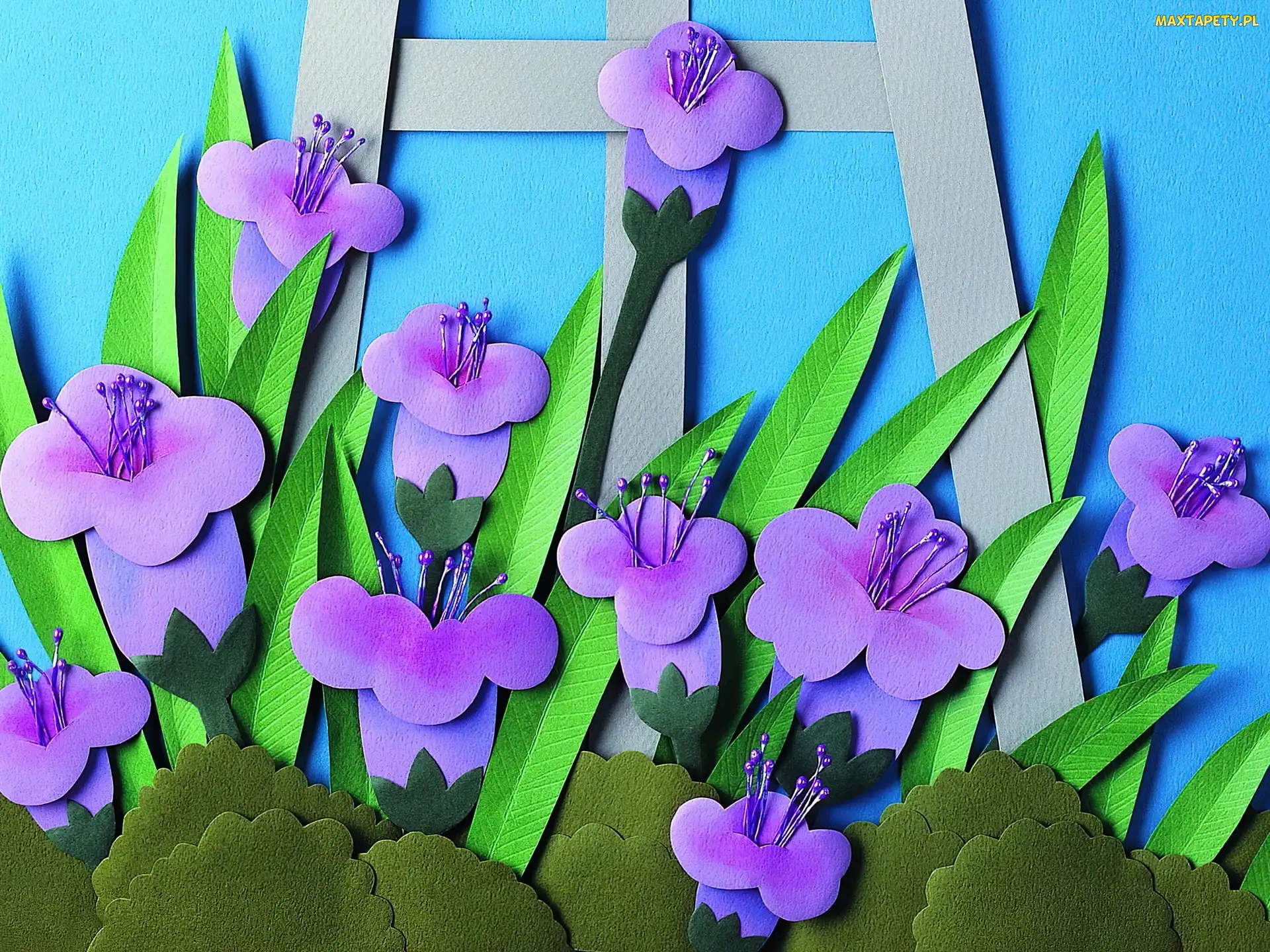 Fioletowe, Papier Art, Kwiaty
