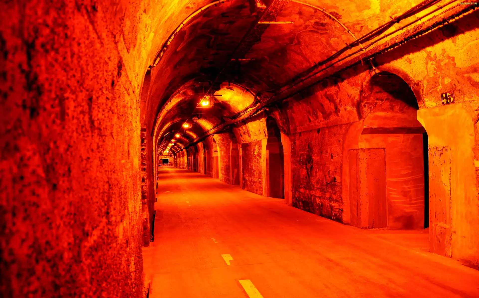 Tunel, Droga, Oświetlony
