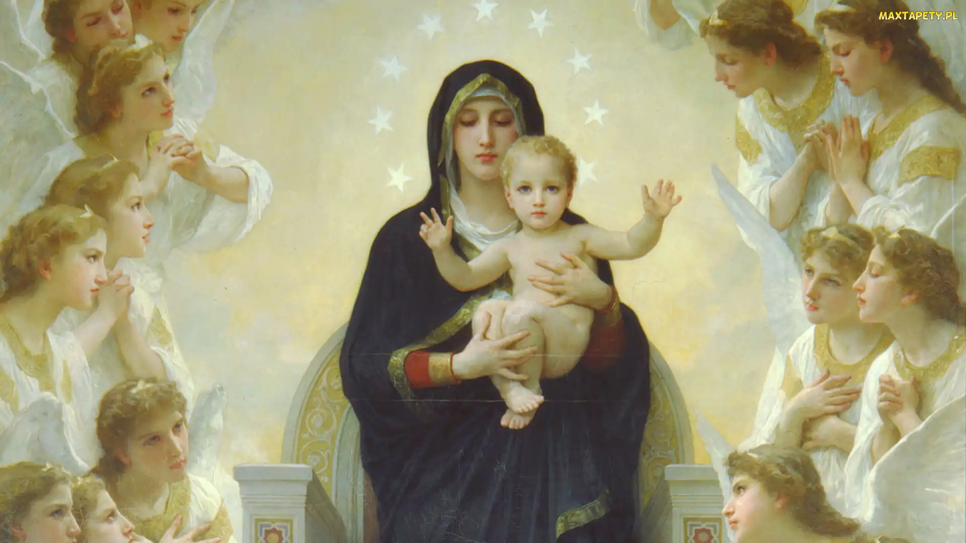Bouguereau, Reprodukcja, Boska, Matka, Dzieciątko, Aniołowie