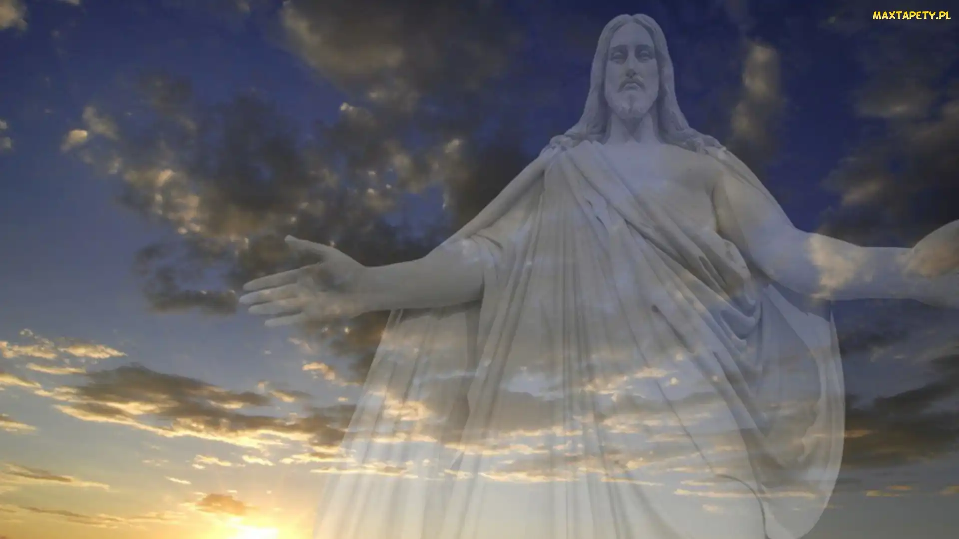 Słońca, Zachód, Jezus, Chmury