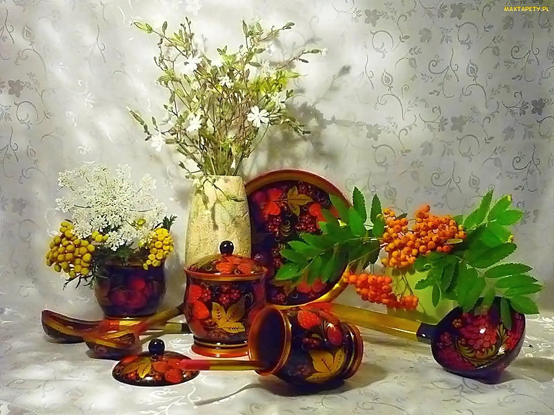 Naczynia, Ozdobne, Kwiaty, Wazon
