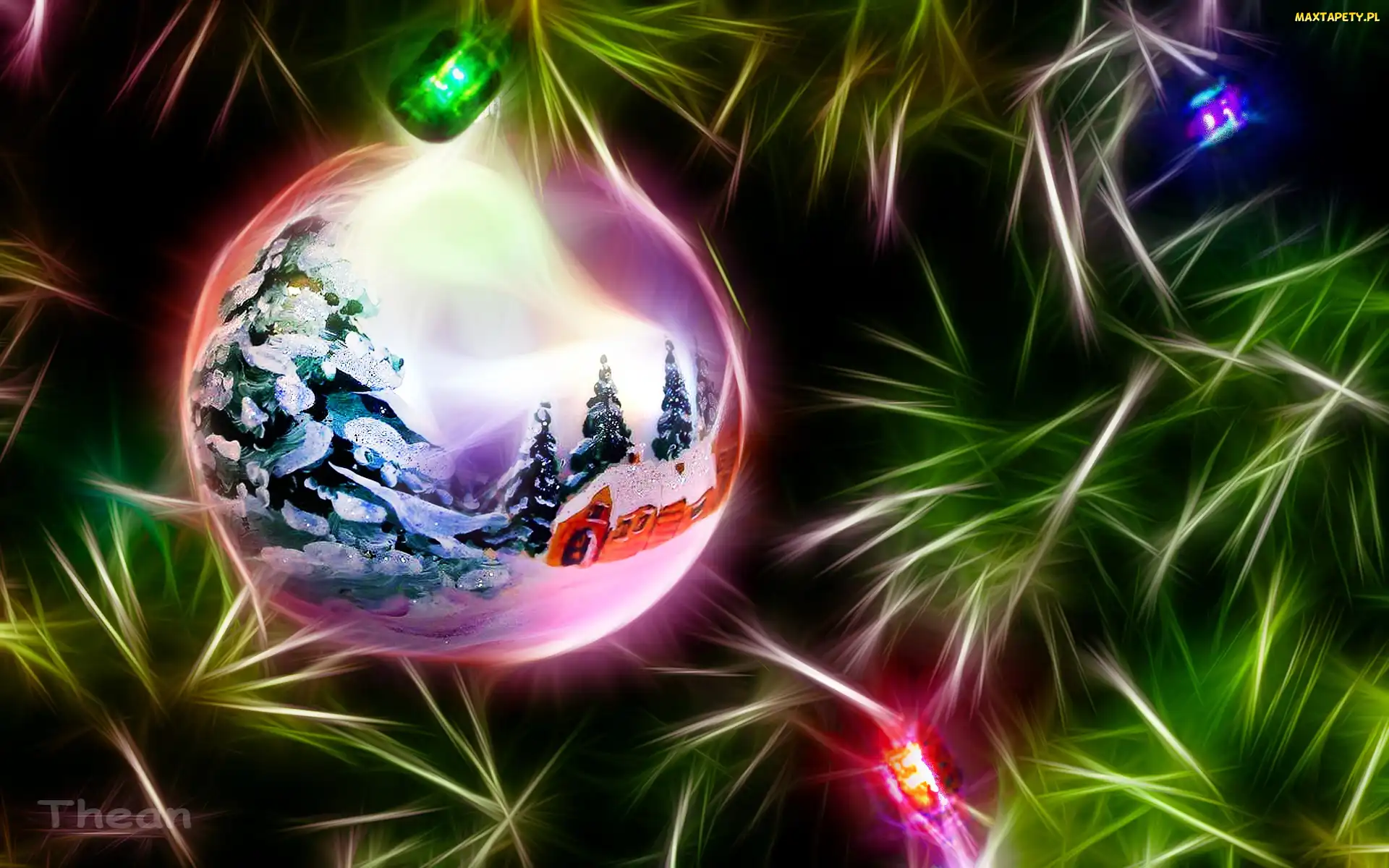 Fractalius, Narodzenie, Choinka, Bombka, Światełka, Boże