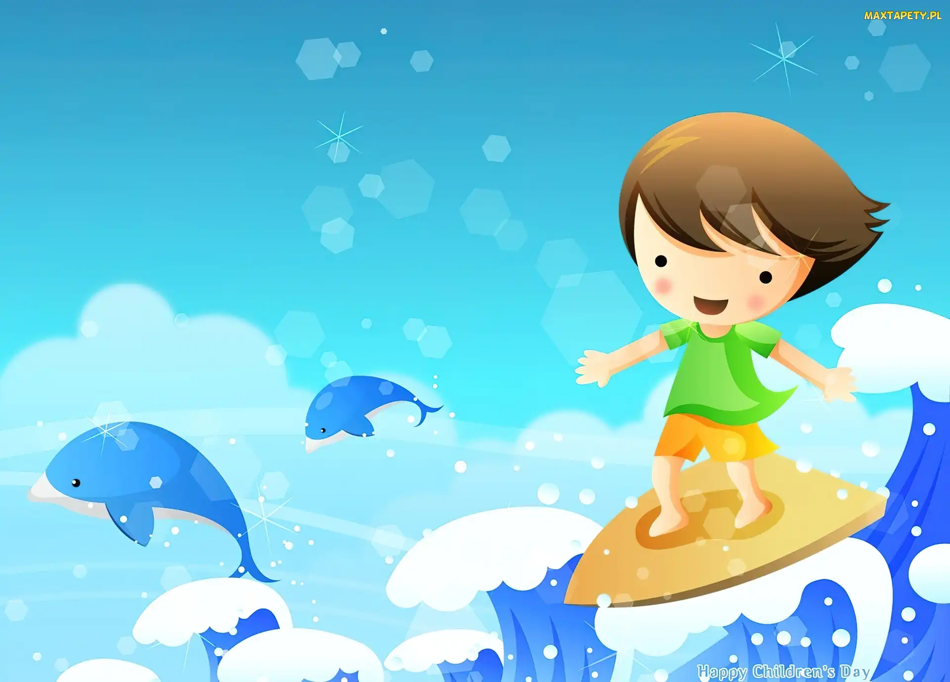 Surfing, Fale, Dziecko, Morze