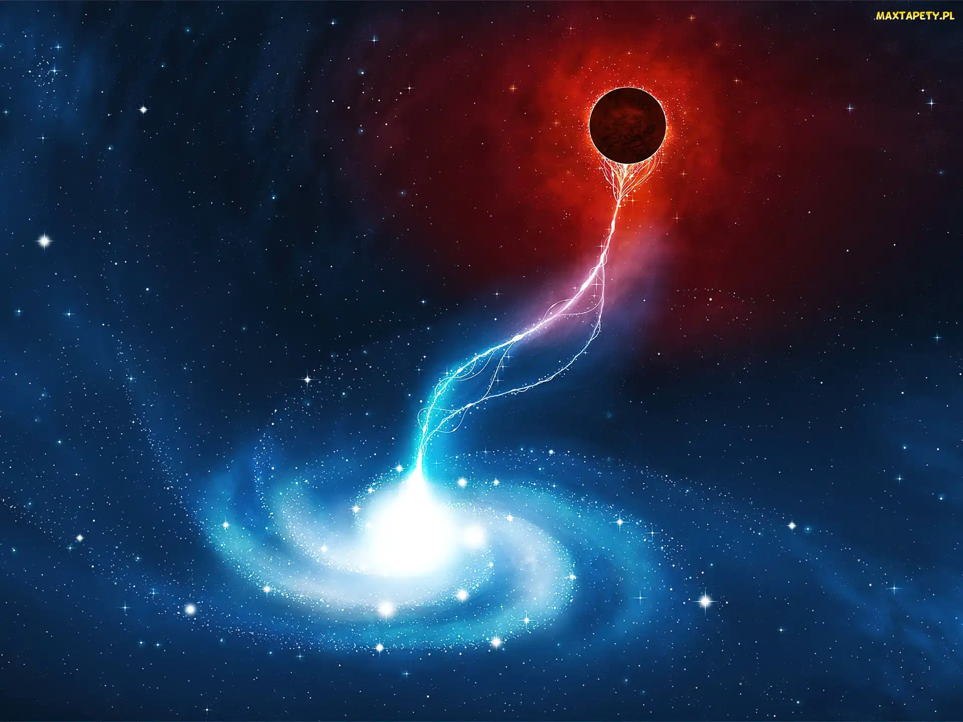 Planeta, Czerwony, Niebieski, Wir, Kosmos