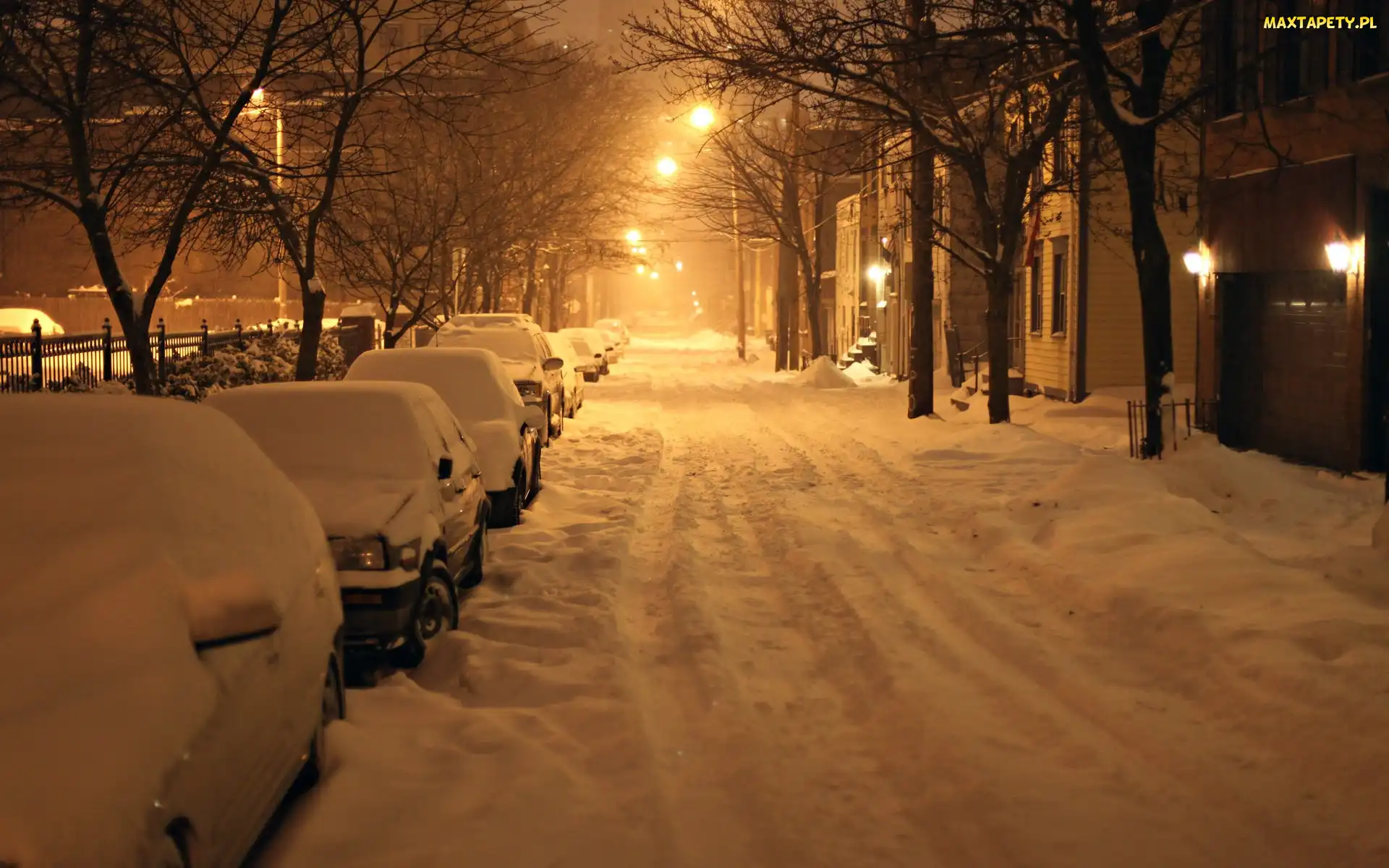 Śniegiem, Pokryte, Zima, Miasto