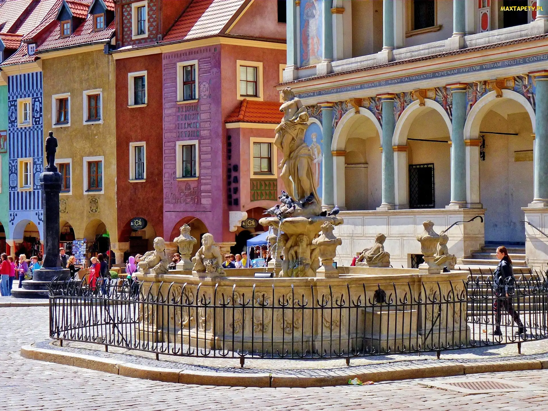 Fontanna, Poznań, Stary, Rynek, Kamieniczki