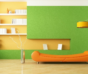 Pokój, Ściany, Zielono-żółte
