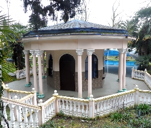 Drzewa, Balustrada, Altana, Basen