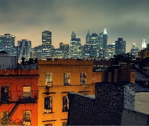 Domy, Miasto nocą, Nowy Jork, Wieżowce