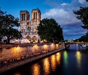Paryż, Most, Notre Dame, Sekwana, Francja