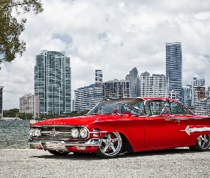 Drapacze, Rzeki, Chevrolet, Chmur, Brzeg, Czerwony, Impala