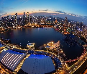 Panorama, Ptaka, Z Lotu, Miasta, Singapur
